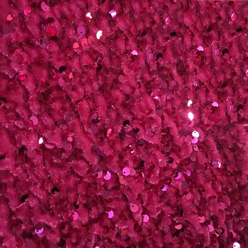 YYCRAFT Samt-Pailletten-Stretchstoff von The Yard Samt-Pailletten, 2-Wege-Stretchstoff für Mode, Handwerk, Hintergründe, 91 cm, Hot Pink von YYCRAFT