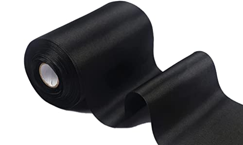 YYCRAFT Satinband, 15,2 cm breit, Satin-Stoffspule für große Eröffnungszeremonie, Hochzeit, Geburtstag, Halloween, Party, Dekoration, Geschenk, Handwerk (22 m, schwarz) von YYCRAFT