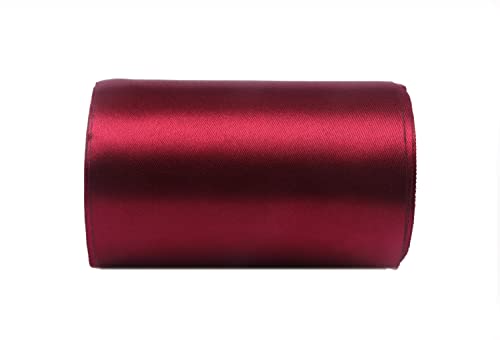 YYCRAFT Satinband, 15,2 cm breit, Satin-Stoffspule für große Eröffnungszeremonie, Hochzeit, Geburtstag, Party, Dekoration, Geschenk, Handwerk (22 Meter, Burgunderrot) von YYCRAFT