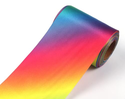 YYCRAFT Satinband, 7,6 cm breit, Satin-Stoffspule für große Eröffnungszeremonie, Hochzeit, Geburtstag, Party, Dekoration, Geschenk, Handwerk (45,7 m, Regenbogen) von YYCRAFT