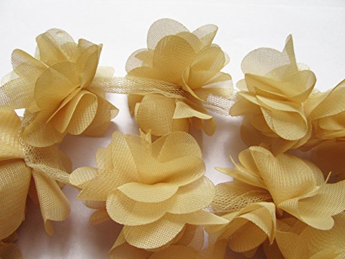 YYCRAFT Spitzenband, Chiffon, Blumen-Design, 5 cm, Hellbraun von YYCRAFT