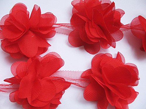 YYCRAFT Chiffon-Spitzenband mit Blumenverzierung, 5 cm, Haarschmuck zum Selbermachen (4 Yards) YYCRAFT Chiffon-Spitzenband mit Blumenverzierung, 5 cm, Haarschmuck zum Selbermachen (4 Yards) von YYCRAFT