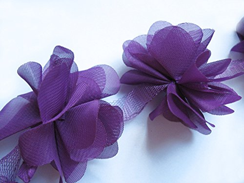 YYCRAFT Chiffon-Spitzenband mit Blumenverzierung, 5 cm, Violett YYCRAFT Chiffon-Spitzenband mit Blumenverzierung, 5 cm, Violett von YYCRAFT