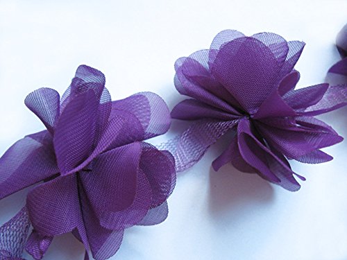 YYCRAFT Chiffon-Spitzenband mit Blumenverzierung, 5 cm, Violett von YYCRAFT