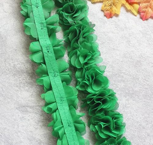YYCRAFT Spitzenband aus Chiffon, Blume, 5,1 cm, für Applikationen, Nähen, Basteln, Hochzeit, Brautkleid, DIY-Dekoration (4,5 m, Smaragdgrün) von YYCRAFT