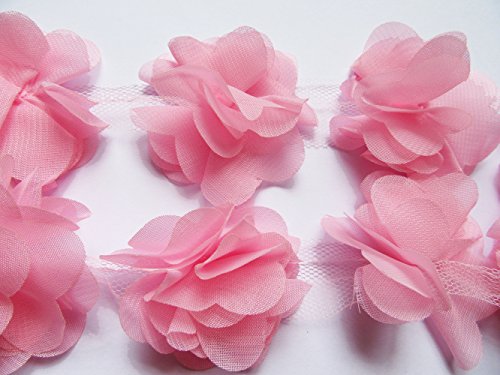 YYCRAFT 3D-Chiffon-Spitzenborte, Brautsträuße, 6,3 cm, Rosa, 4,5 m von YYCRAFT