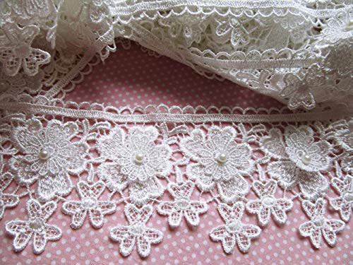 YYCRAFT Spitzenborte mit Blume, 8,9 cm, für Hochzeitsapplikationen, Nähen, Basteln, Weiß, 1,8 m YYCRAFT Spitzenborte mit Blume, 8,9 cm, für Hochzeitsapplikationen, Nähen, Basteln, Weiß, 1,8 m von YYCRAFT