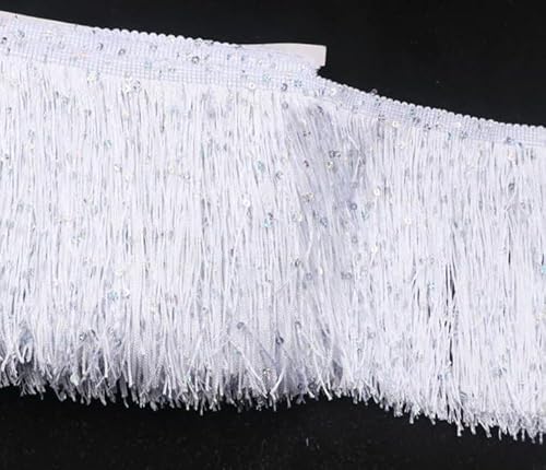 YYCRAFT Hoogram Pailletten-Ketten-Fransenborte von The Yard Girlande, Tanzkostüm, Party-Dekoration, 4,5 m, Weiß YYCRAFT Hoogram Pailletten-Ketten-Fransenborte von The Yard Girlande, Tanzkostüm, Party-Dekoration, 4,5 m, Weiß von YYCRAFT
