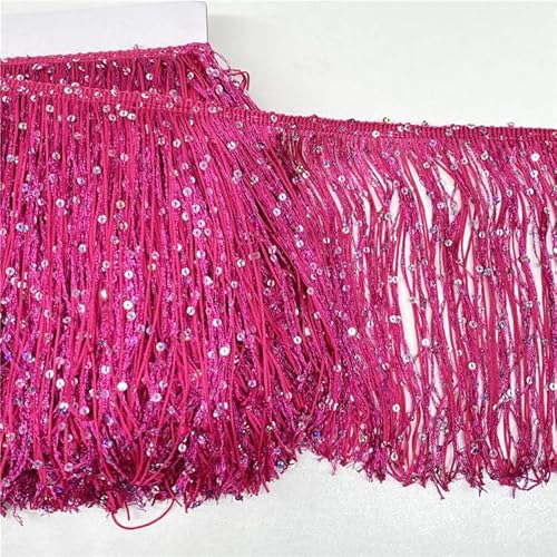 YYCRAFT Hoogram Pailletten-Ketten-Fransenborte von The Yard Girlande, Tanzkostüm, Party-Dekoration, 4,5 m, Hot Pink von YYCRAFT