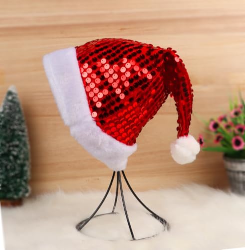 YYCRAFT Weihnachtsmütze für Erwachsene, Paillettenhut, Unisex, Neujahr, festliche Party, Weihnachtszubehör, 2 Stück, rote Pailletten YYCRAFT Weihnachtsmütze für Erwachsene, Paillettenhut, Unisex, Neujahr, festliche Party, Weihnachtszubehör, 2 Stück, rote Pailletten von YYCRAFT