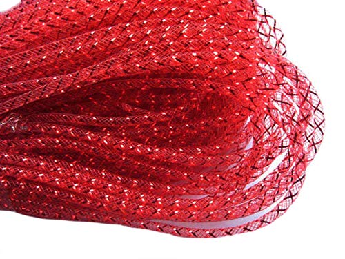 YYCRAF 1 Rolle 45,7 m, solides Netzrohr, Deko-Flex für Kränze, Cyberlox CRIN Basteln, 4 mm (komplett rot) von YYCRAFT