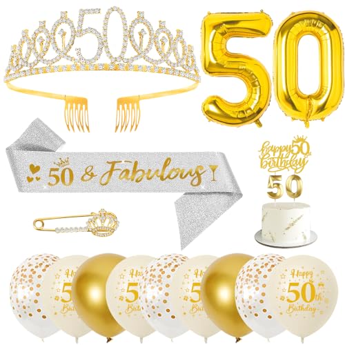 50. Geburtstag Frauen, 50 Geburtstag Schärpe und Krone/Tiara, Geburtstag Zahlen Luftballon, Konfetti Luftballons, Geburtstagskerzen Zahlen, Happy Birthday Tortendeko für Frauen Geburtstagsdeko 50. Geburtstag Frauen, 50 Geburtstag Schärpe und Krone/Tiara, Geburtstag Zahlen Luftballon, Konfetti Luftballons, Geburtstagskerzen Zahlen, Happy Birthday Tortendeko für Frauen Geburtstagsdeko von YYDSXK