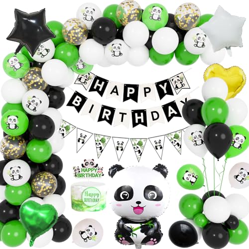 Geburtstag Junge Mädchen, YYDSXK Panda Geburtstagsdeko mit Panda Folienballon, Panda Luftballons, Panda Kuchen Topper, Panda Thematische Geburtstag für Jungen Mädchen Geburtstag Party Babyparty von YYDSXK