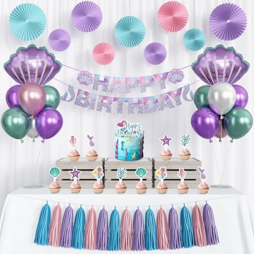 Meerjungfrau-Geburtstagsdekorationen, Partyzubehör für Mädchen und Frauen, kleine Meerjungfrau Ballonständer-Set, Babyparty, Ozean-Themenparty mit Tischdekoration, Ballonständer-Set Meerjungfrau-Geburtstagsdekorationen, Partyzubehör für Mädchen und Frauen, kleine Meerjungfrau Ballonständer-Set, Babyparty, Ozean-Themenparty mit Tischdekoration, Ballonständer-Set von YYDTMHT