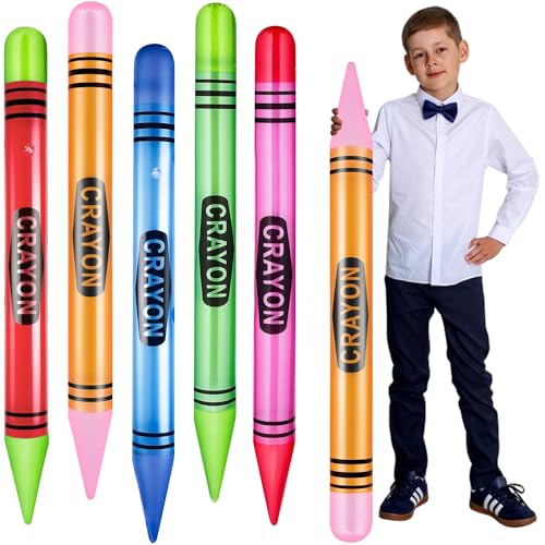 YYHCC Aufblasbare Buntstifte,Wachsmalkreide, Neonfarben, zum Aufblasen geeignet, 5 Farben, 5 Stück, 110 cm hoch von YYHCC