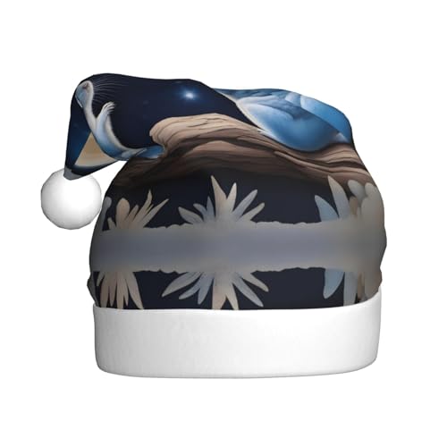 YYHHAOFA Blaue Chinchillas und Mond Weihnachtsmütze – festliches Ornamentales Weihnachts- Halloween-Accessoire für Feiertagsfeiern YYHHAOFA Blaue Chinchillas und Mond Weihnachtsmütze – festliches Ornamentales Weihnachts- Halloween-Accessoire für Feiertagsfeiern von YYHHAOFA