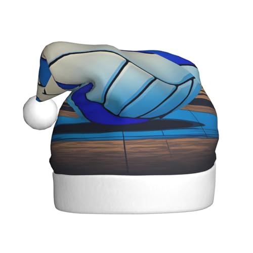 YYHHAOFA Blaue Volleyball-Weihnachtsmütze – Festliche Ornamental-Weihnachten Halloween Zubehör für Urlaubspartys von YYHHAOFA