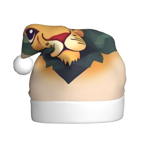 YYHHAOFA Cartoon-Löwen-Weihnachtsmütze für Erwachsene: weich und leicht, ideal für Schulveranstaltungen, Urlaubspartys usw. von YYHHAOFA