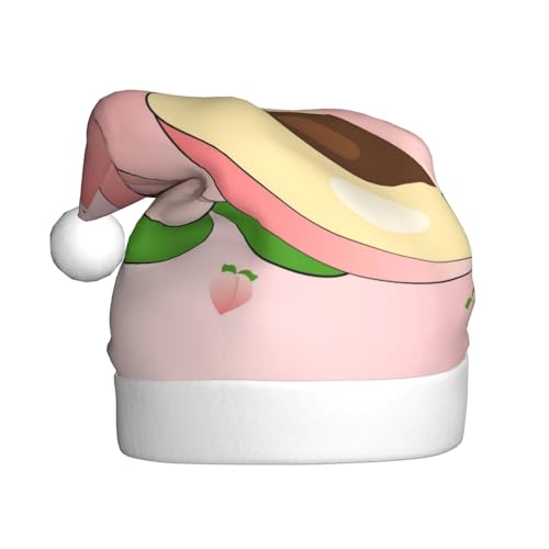YYHHAOFA Cartoon-Pfirsich-Weihnachtsmütze für Erwachsene: weich und leicht, ideal für Schulveranstaltungen, Urlaubspartys usw. von YYHHAOFA