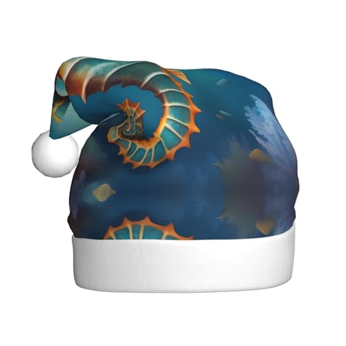 YYHHAOFA Ocean Seepferdchen Weihnachtsmütze - Festliche Ornament Weihnachten Halloween Zubehör für Urlaub Partys von YYHHAOFA