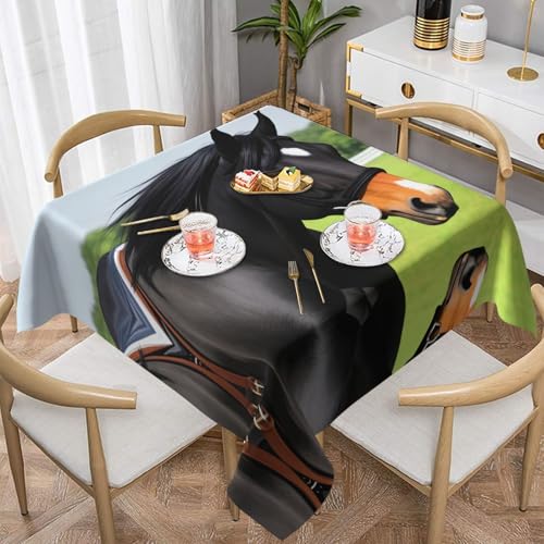 YYHHAOFA Quadratische Tischdecke für Hochzeit, Party, Dekoration, 152,4 x 152,4 cm, quadratisch, Tischdecke für 76,2 - 117,8 cm, Zuhause, Esszimmer, Küche, Dekoration, schwarzes schönes Pferdemuster YYHHAOFA Quadratische Tischdecke für Hochzeit, Party, Dekoration, 152,4 x 152,4 cm, quadratisch, Tischdecke für 76,2 - 117,8 cm, Zuhause, Esszimmer, Küche, Dekoration, schwarzes schönes Pferdemuster von YYHHAOFA