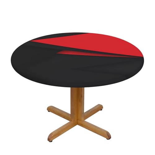 YYHHAOFA Rot-schwarze Drucke, runde Tischdecke, klein: dekorativer runder Tisch, geeignet für runde Tische mit einer Größe von 101,6 - 127 cm von YYHHAOFA