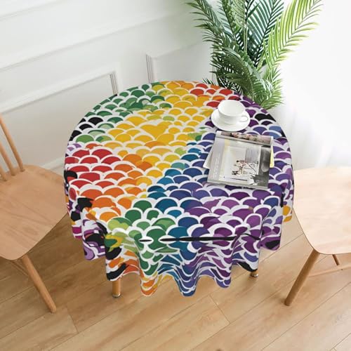 YYHHAOFA Runde dekorative Tischdecke, 152,4 cm, Gay Pride, Regenbogen-Muster, Bild für den Innen- und Außenbereich, auf runden Tischen wie Couchtischen, Esstischen und Bauernhoftischen YYHHAOFA Runde dekorative Tischdecke, 152,4 cm, Gay Pride, Regenbogen-Muster, Bild für den Innen- und Außenbereich, auf runden Tischen wie Couchtischen, Esstischen und Bauernhoftischen von YYHHAOFA