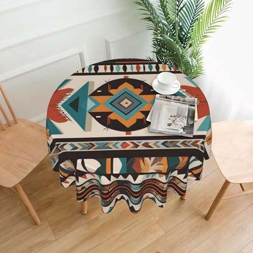 YYHHAOFA Runde dekorative Tischdecke, 152,4 cm, Motiv Indianer-Muster, für den Innen- und Außenbereich, auf runden Tischen wie Couchtischen, Esstischen und Bauernhoftischen YYHHAOFA Runde dekorative Tischdecke, 152,4 cm, Motiv Indianer-Muster, für den Innen- und Außenbereich, auf runden Tischen wie Couchtischen, Esstischen und Bauernhoftischen von YYHHAOFA