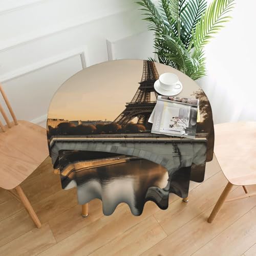 YYHHAOFA Runde dekorative Tischdecke, 152,4 cm, Motiv: Französische Paris-Tour, Eiffelturm, Bild für den Innen- und Außenbereich, auf runden Tischen wie Couchtischen, Esstischen und Bauernhoftischen YYHHAOFA Runde dekorative Tischdecke, 152,4 cm, Motiv: Französische Paris-Tour, Eiffelturm, Bild für den Innen- und Außenbereich, auf runden Tischen wie Couchtischen, Esstischen und Bauernhoftischen von YYHHAOFA