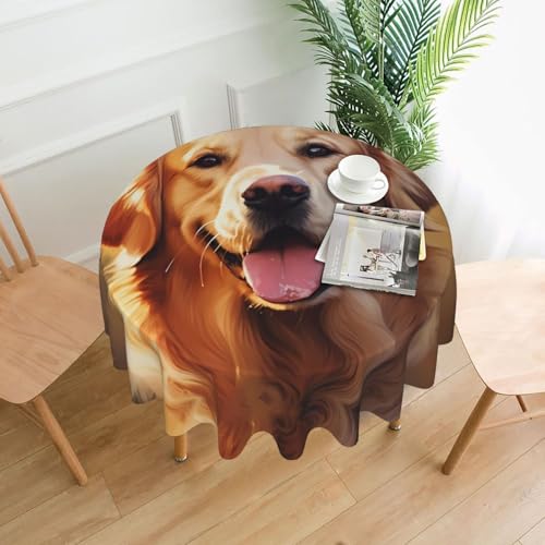 YYHHAOFA Runde dekorative Tischdecke, 152,4 cm, Motiv: Golden Retriever, Hund, für den Innen- und Außenbereich, auf runden Tischen wie Couchtischen, Esstischen und Bauernhoftischen YYHHAOFA Runde dekorative Tischdecke, 152,4 cm, Motiv: Golden Retriever, Hund, für den Innen- und Außenbereich, auf runden Tischen wie Couchtischen, Esstischen und Bauernhoftischen von YYHHAOFA