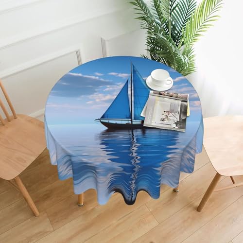 YYHHAOFA Runde dekorative Tischdecke, 152,4 cm, Motiv: Segelboot, für den Innen- und Außenbereich, auf runden Tischen wie Couchtischen, Esstischen und Bauernhoftischen YYHHAOFA Runde dekorative Tischdecke, 152,4 cm, Motiv: Segelboot, für den Innen- und Außenbereich, auf runden Tischen wie Couchtischen, Esstischen und Bauernhoftischen von YYHHAOFA