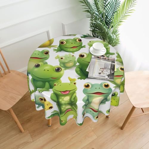 YYHHAOFA Runde dekorative Tischdecke, 152,4 cm, Motiv: niedliche Frösche, für den Innen- und Außenbereich, auf runden Tischen wie Couchtischen, Esstischen und Bauernhoftischen YYHHAOFA Runde dekorative Tischdecke, 152,4 cm, Motiv: niedliche Frösche, für den Innen- und Außenbereich, auf runden Tischen wie Couchtischen, Esstischen und Bauernhoftischen von YYHHAOFA