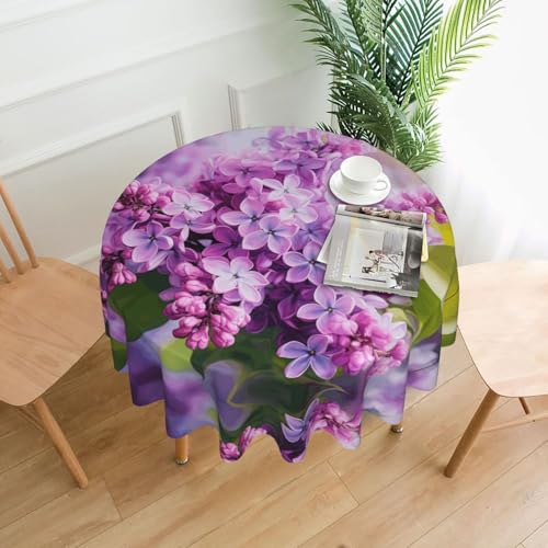YYHHAOFA Runde dekorative Tischdecke, 152,4 cm, Rahmen mit lila Blumen in Blüte, Bild für den Innen- und Außenbereich, auf runden Tischen wie Couchtischen, Esstischen und Bauernhoftischen YYHHAOFA Runde dekorative Tischdecke, 152,4 cm, Rahmen mit lila Blumen in Blüte, Bild für den Innen- und Außenbereich, auf runden Tischen wie Couchtischen, Esstischen und Bauernhoftischen von YYHHAOFA