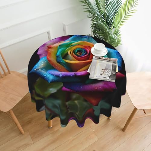 YYHHAOFA Runde dekorative Tischdecke, 152,4 cm, Regenbogen-Rosenbild für den Innen- und Außenbereich, auf runden Tischen wie Couchtischen, Esstischen und Bauernhoftischen YYHHAOFA Runde dekorative Tischdecke, 152,4 cm, Regenbogen-Rosenbild für den Innen- und Außenbereich, auf runden Tischen wie Couchtischen, Esstischen und Bauernhoftischen von YYHHAOFA
