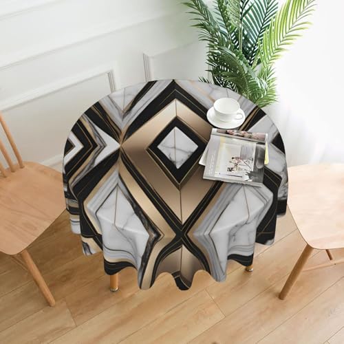 YYHHAOFA Runde dekorative Tischdecke, 152,4 cm, Schwarz-Weiß-Goldfolie, Marmorbild für den Innen- und Außenbereich, auf runden Tischen wie Couchtischen, Esstischen und Bauernhoftischen YYHHAOFA Runde dekorative Tischdecke, 152,4 cm, Schwarz-Weiß-Goldfolie, Marmorbild für den Innen- und Außenbereich, auf runden Tischen wie Couchtischen, Esstischen und Bauernhoftischen von YYHHAOFA