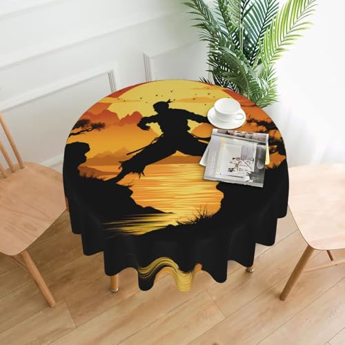 YYHHAOFA Runde dekorative Tischdecke, 152,4 cm, Silhouetten von Kampfsportbildern, für den Innen- und Außenbereich, auf runden Tischen wie Couchtischen, Esstischen und Bauernhoftischen YYHHAOFA Runde dekorative Tischdecke, 152,4 cm, Silhouetten von Kampfsportbildern, für den Innen- und Außenbereich, auf runden Tischen wie Couchtischen, Esstischen und Bauernhoftischen von YYHHAOFA