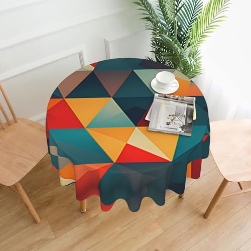 YYHHAOFA Runde dekorative Tischdecke, 152,4 cm, abstraktes geometrisches Muster, Bild für den Innen- und Außenbereich, auf runden Tischen wie Couchtischen, Esstischen und Bauernhoftischen YYHHAOFA Runde dekorative Tischdecke, 152,4 cm, abstraktes geometrisches Muster, Bild für den Innen- und Außenbereich, auf runden Tischen wie Couchtischen, Esstischen und Bauernhoftischen von YYHHAOFA
