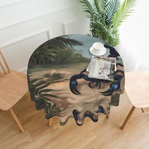 YYHHAOFA Runde dekorative Tischdecke, 152,4 cm, blauer Skorpion-Bild für den Innen- und Außenbereich, auf runden Tischen wie Couchtischen, Esstischen und Bauernhoftischen YYHHAOFA Runde dekorative Tischdecke, 152,4 cm, blauer Skorpion-Bild für den Innen- und Außenbereich, auf runden Tischen wie Couchtischen, Esstischen und Bauernhoftischen von YYHHAOFA