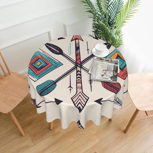 YYHHAOFA Runde dekorative Tischdecke, 152,4 cm, bunte, handgezeichnete Kunst mit Pfeilen im Boho-Stil, Bild für den Innen- und Außenbereich, auf runden Tischen wie Couchtischen, Esstischen und YYHHAOFA Runde dekorative Tischdecke, 152,4 cm, bunte, handgezeichnete Kunst mit Pfeilen im Boho-Stil, Bild für den Innen- und Außenbereich, auf runden Tischen wie Couchtischen, Esstischen und von YYHHAOFA