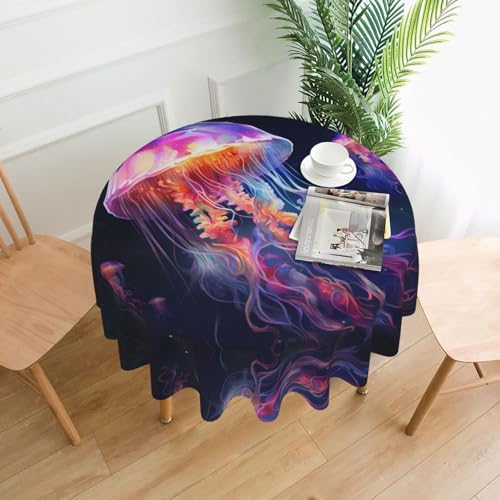 YYHHAOFA Runde dekorative Tischdecke, 152,4 cm, buntes Quallenbild für den Innen- und Außenbereich, auf runden Tischen wie Couchtischen, Esstischen und Bauernhoftischen YYHHAOFA Runde dekorative Tischdecke, 152,4 cm, buntes Quallenbild für den Innen- und Außenbereich, auf runden Tischen wie Couchtischen, Esstischen und Bauernhoftischen von YYHHAOFA