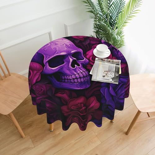 YYHHAOFA Runde dekorative Tischdecke, 152,4 cm, lila Totenköpfe und Rosen, Bild für den Innen- und Außenbereich, auf runden Tischen wie Couchtischen, Esstischen und Bauernhoftischen YYHHAOFA Runde dekorative Tischdecke, 152,4 cm, lila Totenköpfe und Rosen, Bild für den Innen- und Außenbereich, auf runden Tischen wie Couchtischen, Esstischen und Bauernhoftischen von YYHHAOFA