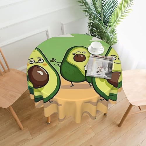 YYHHAOFA Runde dekorative Tischdecke, 152,4 cm, lustiges Cartoon-Avocado-Bild für den Innen- und Außenbereich, auf runden Tischen wie Couchtischen, Esstischen und Bauernhoftischen YYHHAOFA Runde dekorative Tischdecke, 152,4 cm, lustiges Cartoon-Avocado-Bild für den Innen- und Außenbereich, auf runden Tischen wie Couchtischen, Esstischen und Bauernhoftischen von YYHHAOFA