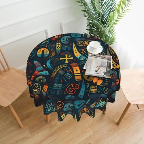 YYHHAOFA Runde dekorative Tischdecke, 152,4 cm, nahtloses Bild mit ethnischer Geometrie, für den Innen- und Außenbereich, auf runden Tischen wie Couchtischen, Esstischen und Bauernhoftischen YYHHAOFA Runde dekorative Tischdecke, 152,4 cm, nahtloses Bild mit ethnischer Geometrie, für den Innen- und Außenbereich, auf runden Tischen wie Couchtischen, Esstischen und Bauernhoftischen von YYHHAOFA