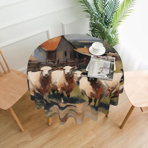 YYHHAOFA Runde dekorative Tischdecke, 152,4 cm, niedliches Bauernhoftier-Bild für den Innen- und Außenbereich, auf runden Tischen wie Couchtischen, Esstischen und Bauernhoftischen YYHHAOFA Runde dekorative Tischdecke, 152,4 cm, niedliches Bauernhoftier-Bild für den Innen- und Außenbereich, auf runden Tischen wie Couchtischen, Esstischen und Bauernhoftischen von YYHHAOFA