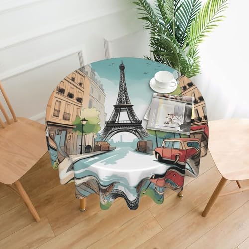 YYHHAOFA Runde dekorative Tischdecke, 152,4 cm, romantisches Motiv Paris Eiffelturm, Fahrradbild für den Innen- und Außenbereich, auf runden Tischen wie Couchtischen, Esstischen und Bauernhoftischen YYHHAOFA Runde dekorative Tischdecke, 152,4 cm, romantisches Motiv Paris Eiffelturm, Fahrradbild für den Innen- und Außenbereich, auf runden Tischen wie Couchtischen, Esstischen und Bauernhoftischen von YYHHAOFA