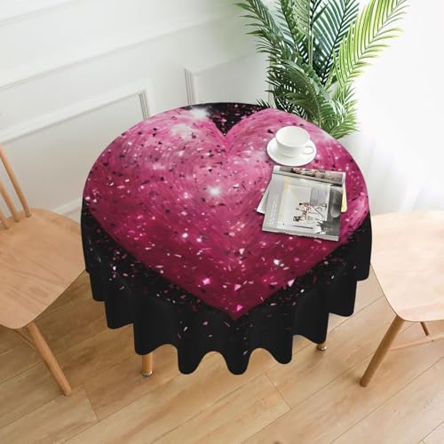YYHHAOFA Runde dekorative Tischdecke, 152,4 cm, rotes Herz, rosa Glitzerbild für den Innen- und Außenbereich, auf runden Tischen wie Couchtischen, Esstischen und Bauernhoftischen YYHHAOFA Runde dekorative Tischdecke, 152,4 cm, rotes Herz, rosa Glitzerbild für den Innen- und Außenbereich, auf runden Tischen wie Couchtischen, Esstischen und Bauernhoftischen von YYHHAOFA