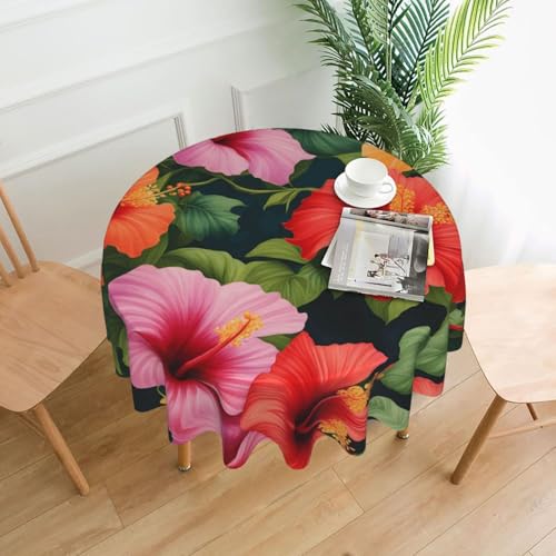 YYHHAOFA Runde dekorative Tischdecke, 152,4 cm, schönes Hibiskusblumen-Bild für den Innen- und Außenbereich, auf runden Tischen wie Couchtischen, Esstischen und Bauernhoftischen YYHHAOFA Runde dekorative Tischdecke, 152,4 cm, schönes Hibiskusblumen-Bild für den Innen- und Außenbereich, auf runden Tischen wie Couchtischen, Esstischen und Bauernhoftischen von YYHHAOFA