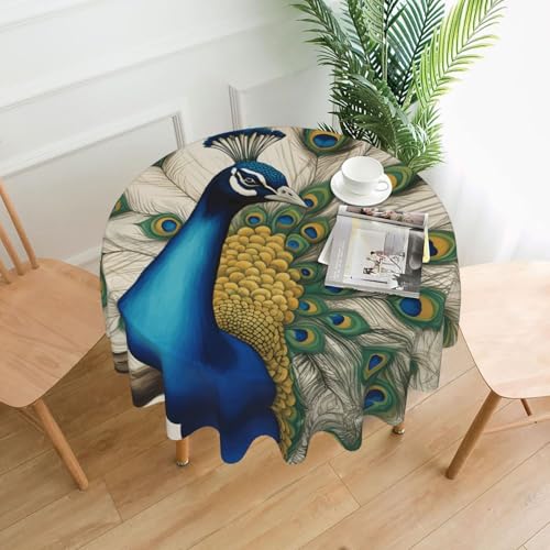 YYHHAOFA Runde dekorative Tischdecke, 152,4 cm, schönes Pfauenbild für den Innen- und Außenbereich, auf runden Tischen wie Couchtischen, Esstischen und Bauernhoftischen YYHHAOFA Runde dekorative Tischdecke, 152,4 cm, schönes Pfauenbild für den Innen- und Außenbereich, auf runden Tischen wie Couchtischen, Esstischen und Bauernhoftischen von YYHHAOFA