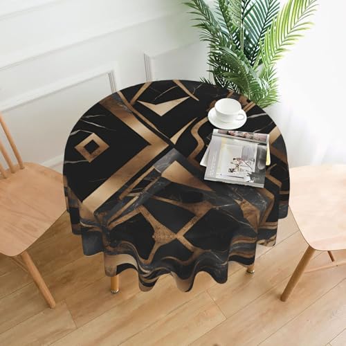 YYHHAOFA Runde dekorative Tischdecke, 152,4 cm, schwarz-goldenes Steinmuster, Bild für den Innen- und Außenbereich, auf runden Tischen wie Couchtischen, Esstischen und Bauernhoftischen YYHHAOFA Runde dekorative Tischdecke, 152,4 cm, schwarz-goldenes Steinmuster, Bild für den Innen- und Außenbereich, auf runden Tischen wie Couchtischen, Esstischen und Bauernhoftischen von YYHHAOFA