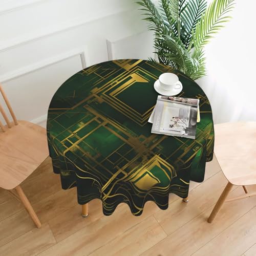 YYHHAOFA Runde dekorative Tischdecke, 152,4 cm, schwarz und grün, kariert, Bild für den Innen- und Außenbereich, auf runden Tischen wie Couchtischen, Esstischen und Bauernhoftischen YYHHAOFA Runde dekorative Tischdecke, 152,4 cm, schwarz und grün, kariert, Bild für den Innen- und Außenbereich, auf runden Tischen wie Couchtischen, Esstischen und Bauernhoftischen von YYHHAOFA